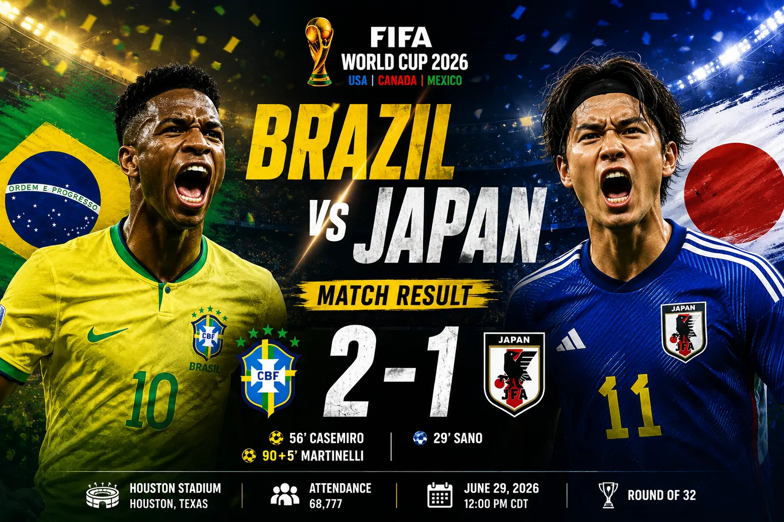 Brazil vs Japan Match Result