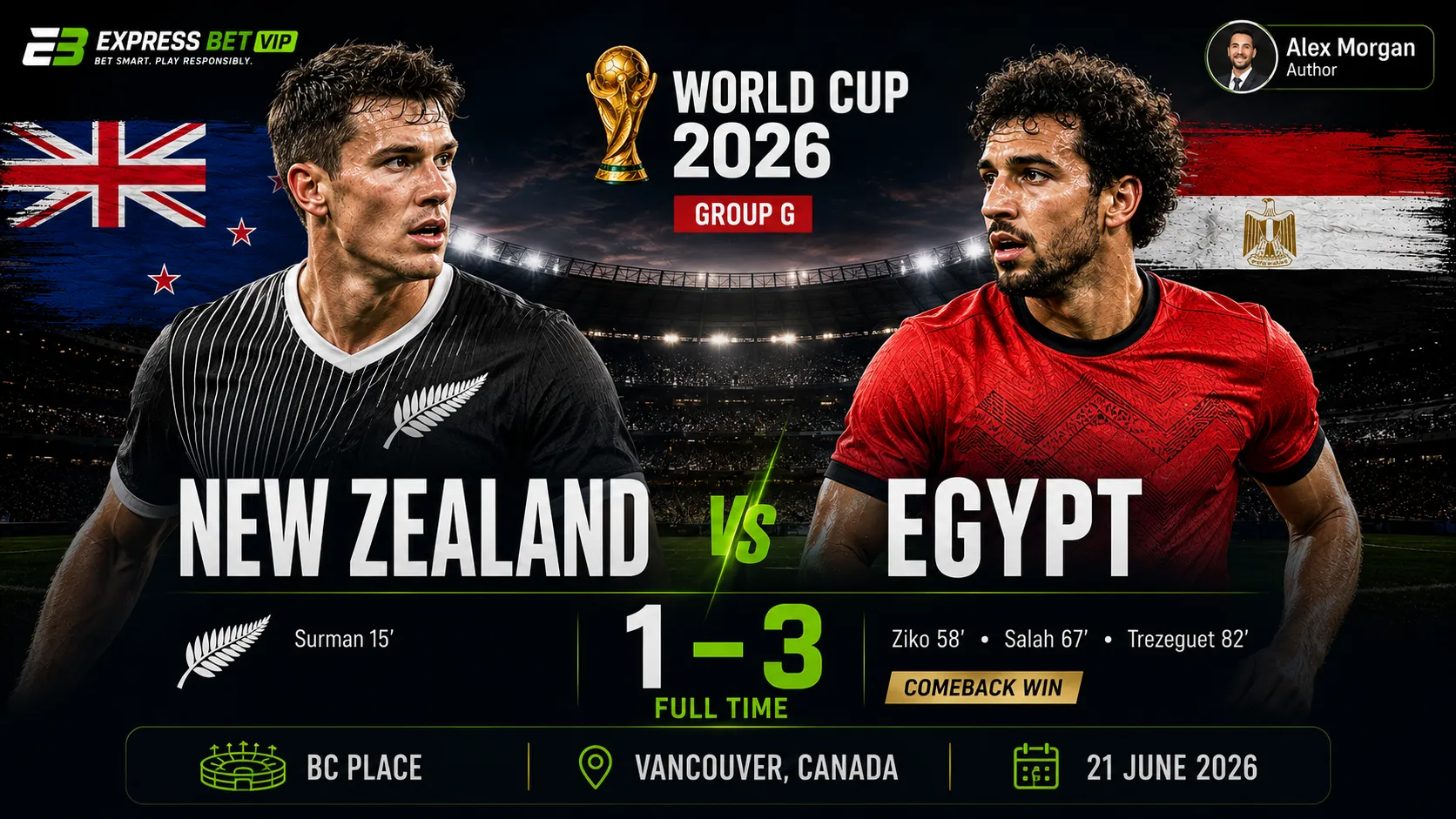New Zealand vs Egypt Match Result