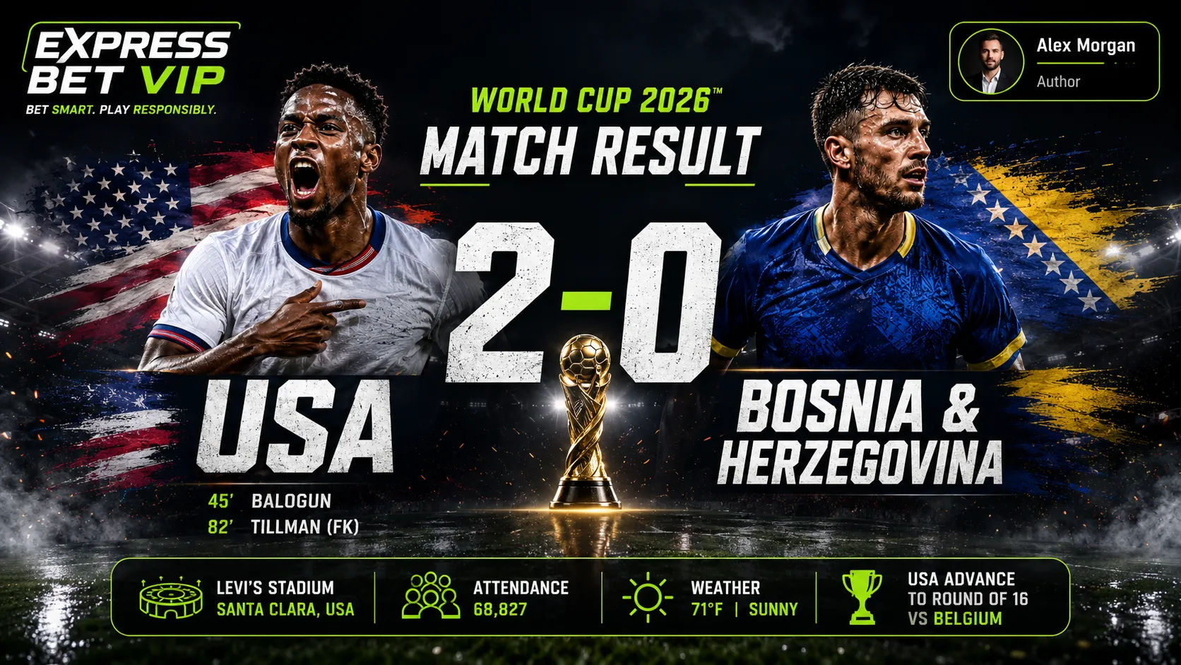 USA vs Bosnia and Herzegovina Match Result